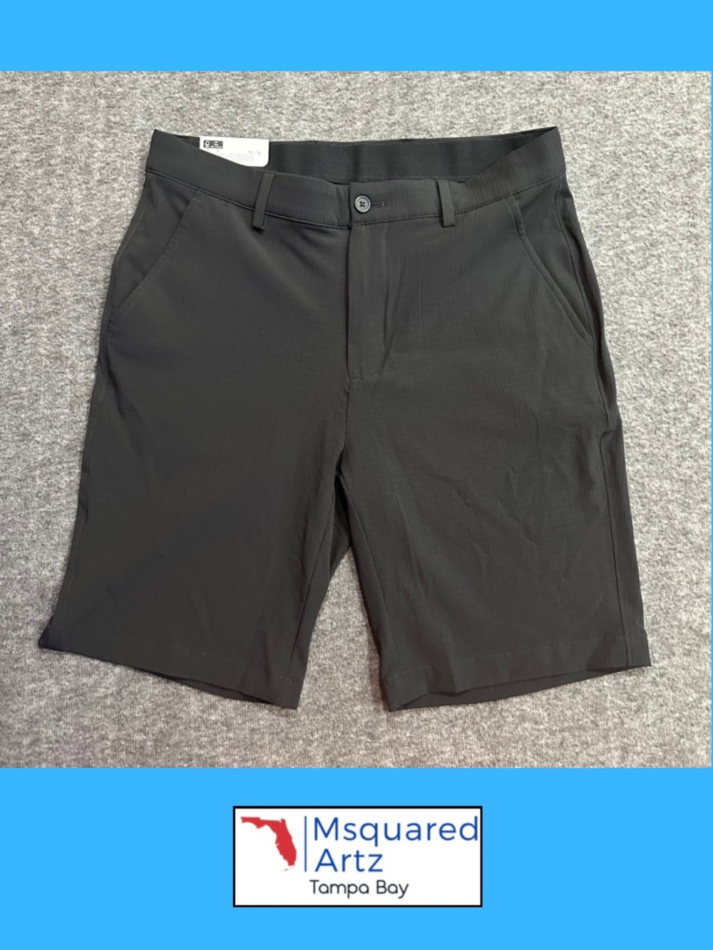 Greg Norman Play Dry Stretch Golf Shorts Black 30 Performance 9" Inseam NWT